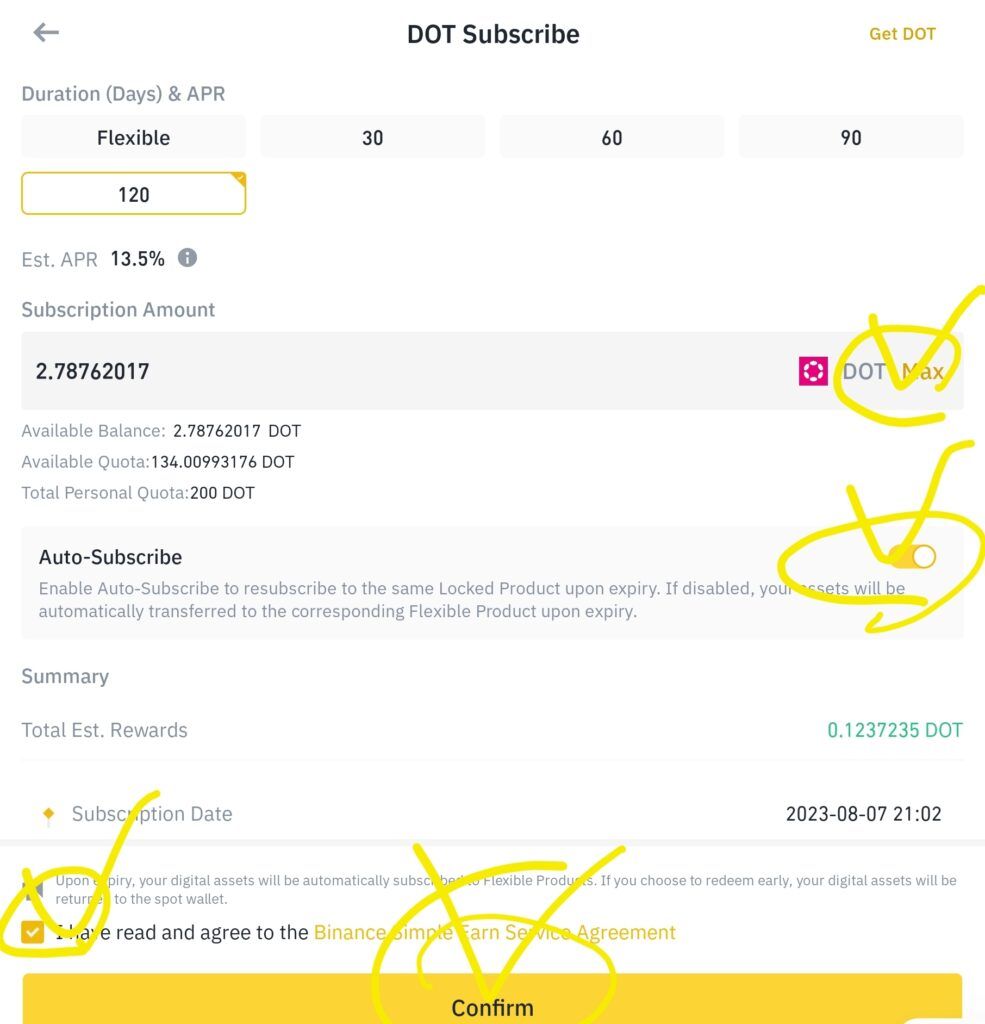 코인 고정 스테이킹 Screenshot 20230807 210229 Binance