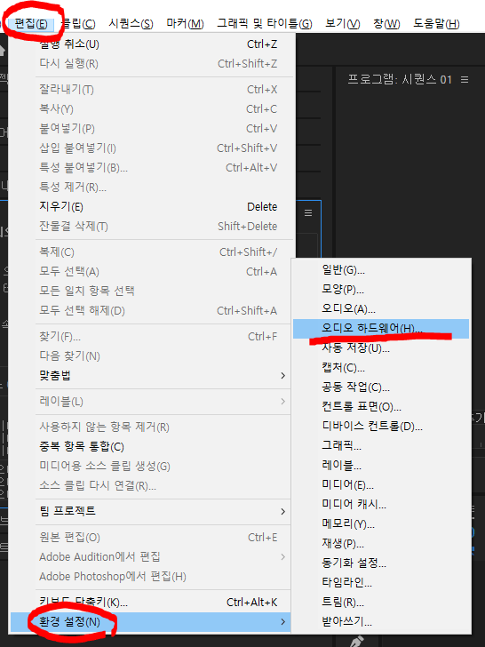 프리미어 프로 영상에 음성 넣기